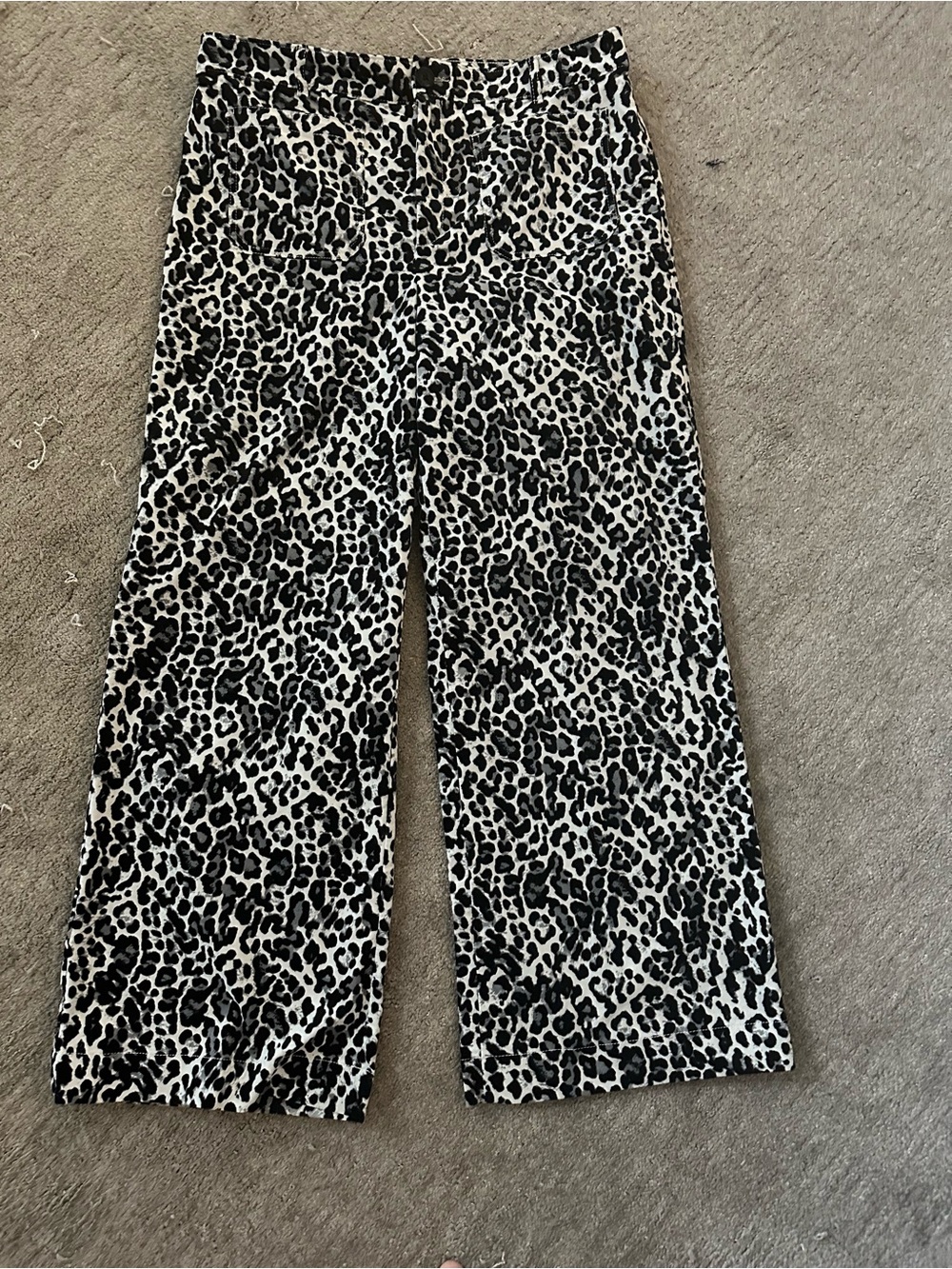 LOFT Snow Leopard Print Wide-Leg Pants - Black & White